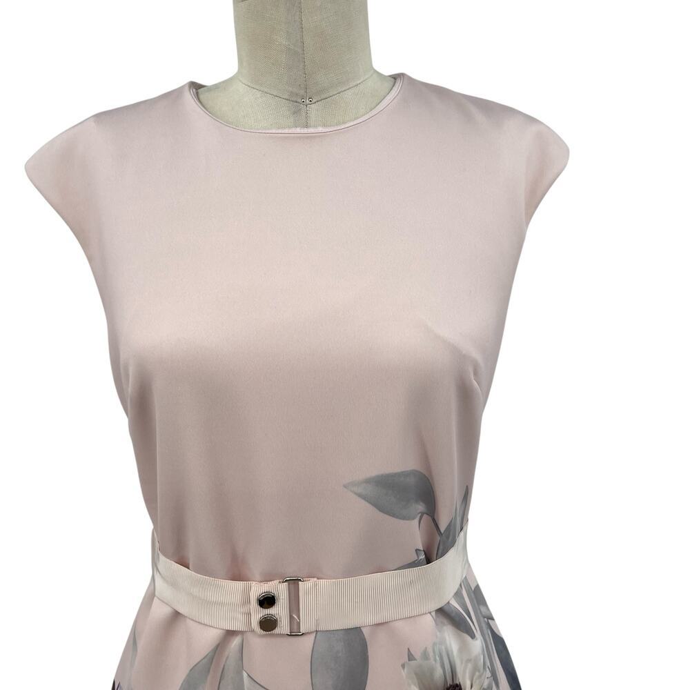 Ted Baker Haliey‎ Everglade Dress Pale Pink Floral Print Size 2 US 6 - Picture 3 of 15